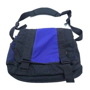 LL Bean Big Briefcase Messenger Bag Laptop Crossbody Black Blue Travel OFM42